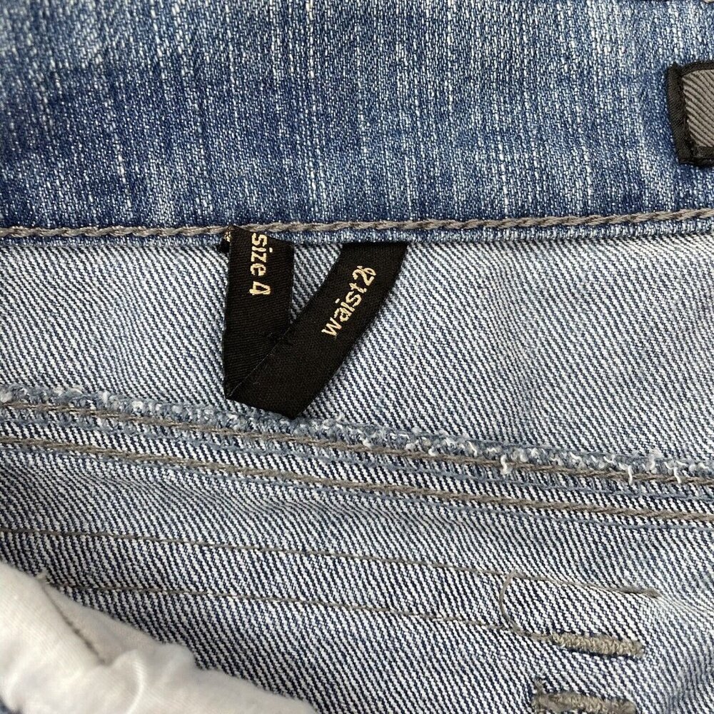 Nine West Jeans Bleecker Straight Leg Flap Pocket Distressed Denim Womens 4 Long - Picture 9 of 12